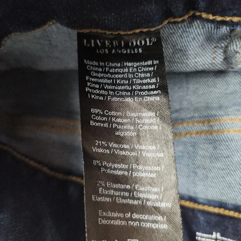 Liverpool Chloe Pull-On Slim Eco Jeans Womens 16/33 Plus Dark Wash Blue Denim